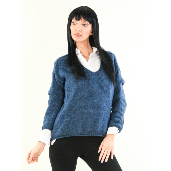 Moda Italy Pulover dama tricotat ninastyle bleumarin