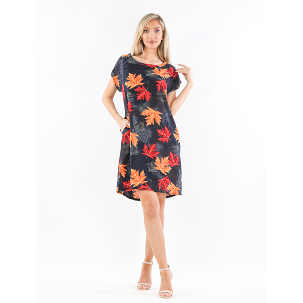 Rochie Dama Vascoza HelenOne Bleumarin cu Rosu si Portocaliu image11