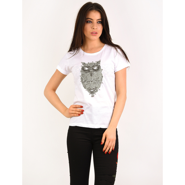 Tricou Dama Cu Bufnita Fierce Alb