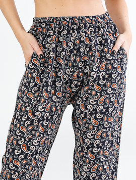 Pantaloni Dama Thriftye Ten Negru si Portocaliu