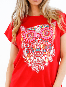 Tricou Dama Buytha Three Rosu