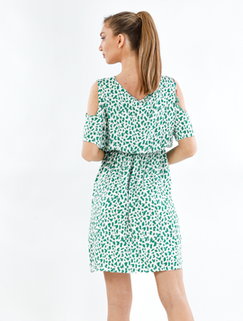 Rochie Dama Yellys Twenty Alb si Verde