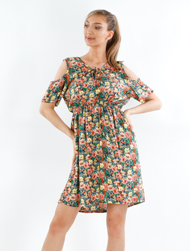 Rochie Dama Yellys Twenty Verde si Maroniu