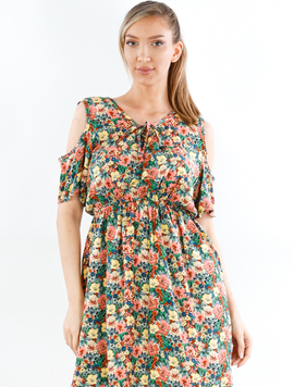 Rochie Dama Yellys Twenty Verde si Maroniu