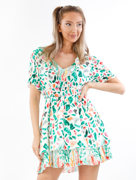 Rochie Dama Stry Alb si Verde