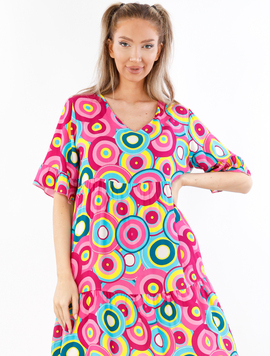 Rochie Dama Stryna One Roz si Galben