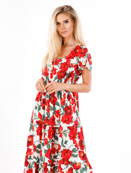 Rochie Dama Brennan Eleven Alb si Rosu