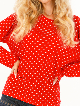 Bluza Dama Lycra ComfylLoose Rosu Alb