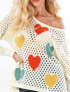 Pulover Dama HeartKnit Alb