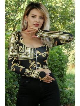Bluza Dama Zipper Auriu Negru