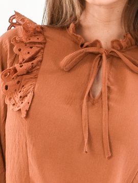 Bluza Voal Dama Frills Chic Caramiziu