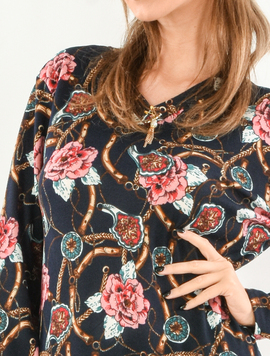 Bluza Dama GoldBrooch Bleumarin Roz