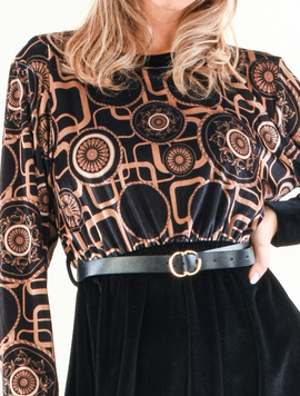 Rochie Dama VelvetMaze Negru cu Bej II