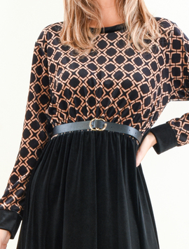 Rochie Dama VelvetMaze Negru cu Bej IV