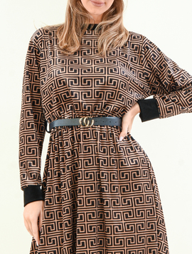 Rochie Clos Dama PrintGoldie Maro cu Negru