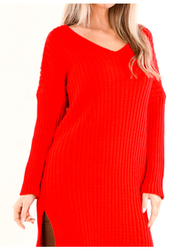 Rochie Dama Tricot Nasira Rosu