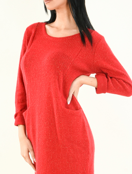 Rochie Dama Tricotata GoldSparkles Rosu