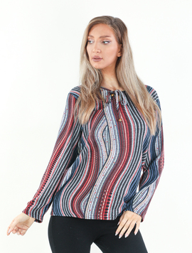 Bluza Dama RamyaPrint Albastru cu Rosu