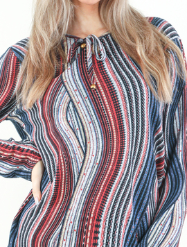 Bluza Dama RamyaPrint Albastru cu Rosu