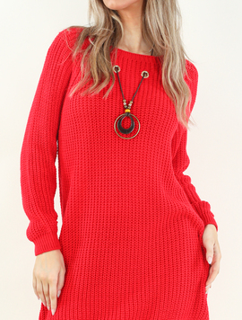 Rochie Dama Tricotata Rhea Rosu