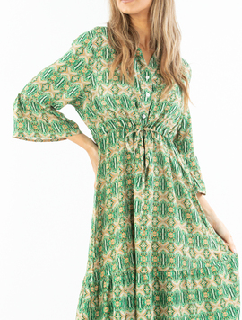 Rochie Dama TheaOne Verde cu Maro