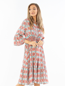 Rochie Dama TheaOne Bleu cu Caramiziu