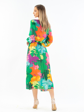 Rochie Dama Sunnyday Verde cu Mov