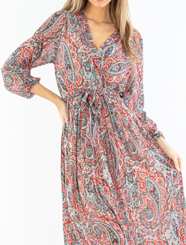 Rochie Dama Sunnyday Bej cu Turcoaz