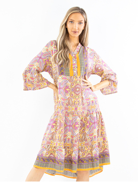 Rochie Dama ElviraStyle Mov cu Galben