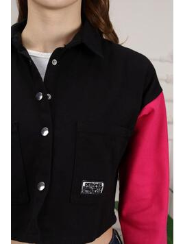 Jacheta Dama Denim Syeira Negru cu Fucsia