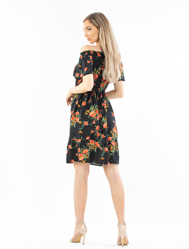Rochie Dama CassandraOne Negru cu Rosu si Verde