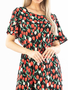 Rochie Dama Jyotika Negru cu Rosu