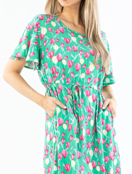 Rochie Dama Jyotika Verde cu Mov