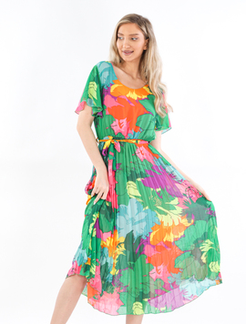 Rochie Dama Panza Anaya Verde cu Roz