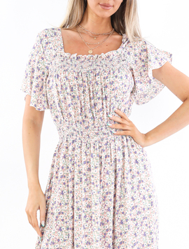 Rochie Dama Viveka Alb cu Mov