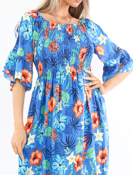 Rochie Dama ShebaOne Albastru cu Portocaliu