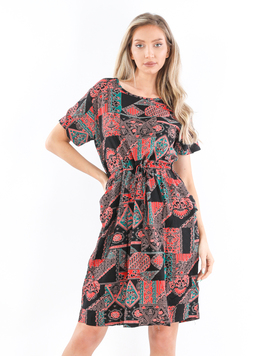 Rochie Dama Thea Negru cu Rosu