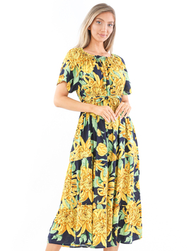 Rochie Dama AmayaOne Bleumarin cu Galben si Verde