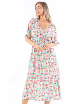 Rochie Dama OpheliaOne Turcoaz cu Roz