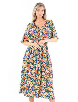 Rochie Dama OpheliaOne Bleumarin cu Portocaliu