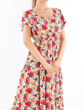 Rochie Dama Vascoza Brennan Roz Pal cu Rosu