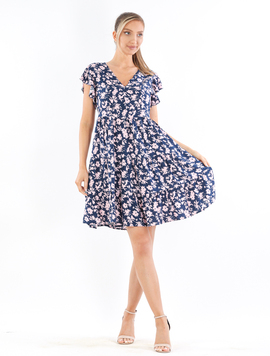 Rochie Dama Vascoza Khyrtha Seventeen Bleumarin cu Roz