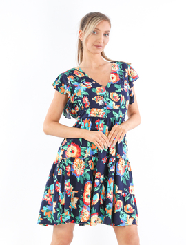 Rochie Dama Vascoza Khyrtha Seventeen Bleumarin cu Galben