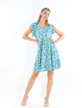 Rochie Dama Vascoza Khyrtha Seventeen Vernil cu Albastru