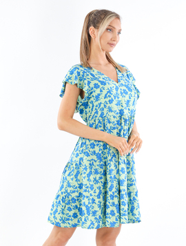 Rochie Dama Vascoza Khyrtha Seventeen Vernil cu Albastru