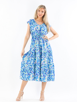 Rochie Dama Vascoza AmberOne Alb cu Bleu si Roz