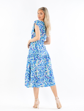 Rochie Dama Vascoza AmberOne Alb cu Bleu si Roz