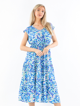 Rochie Dama Vascoza AmberOne Alb cu Bleu si Roz