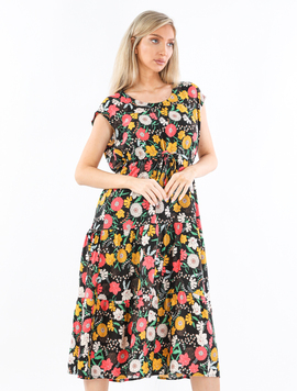 Rochie Dama Vascoza AmberOne Negru cu Mustar si Grena