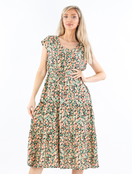 Rochie Dama Vascoza AmberOne Verde cu Portocaliu
